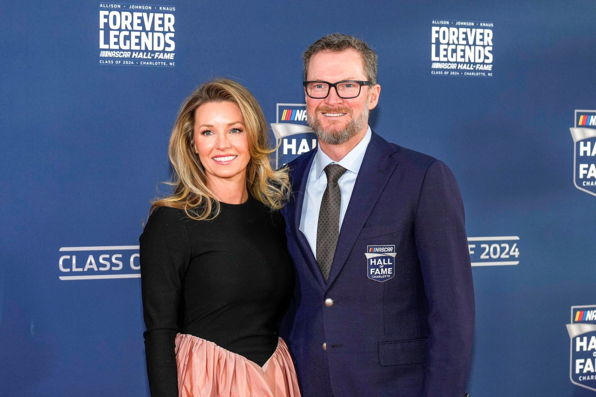 Dale Earnhardt Jr. and his wife Amy during the red carpet at Charlotte Convention Center Crown Ballroom.