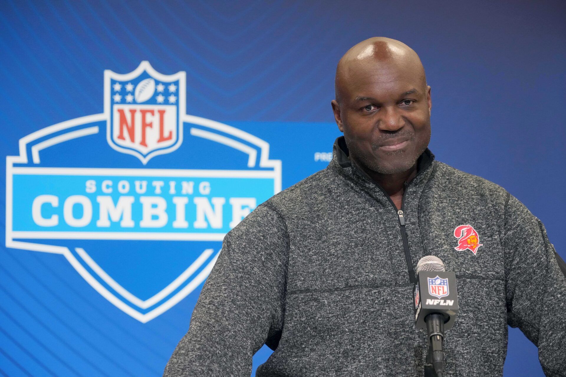 Tampa Bay Buccaneers coach Todd Bowles speaks speaks during the NFL Scouting Combine at the Indiana Convention Center.