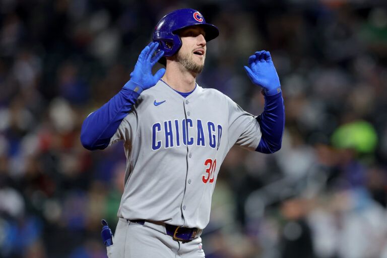 Chicago Cubs right fielder Kyle Tucker (30) reacts as he rounds the bases after hitting a solo home run against the New York Mets during the fourth inning at Citi Field.