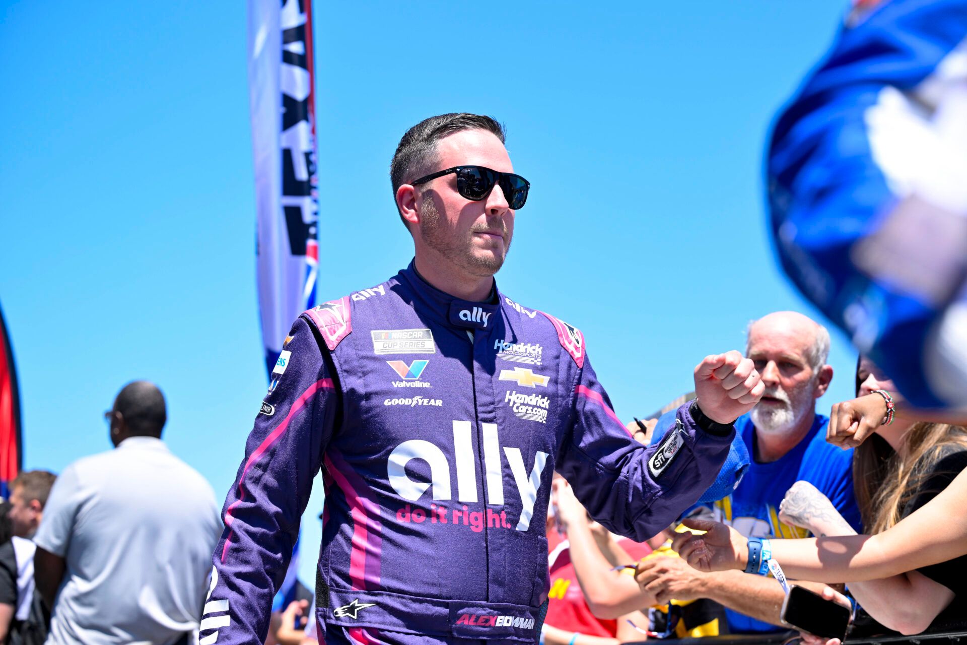 NASCAR Cup Series driver Alex Bowman (48) is introduced before the start of the Wurth 400 race at Texas Motor Speedway.