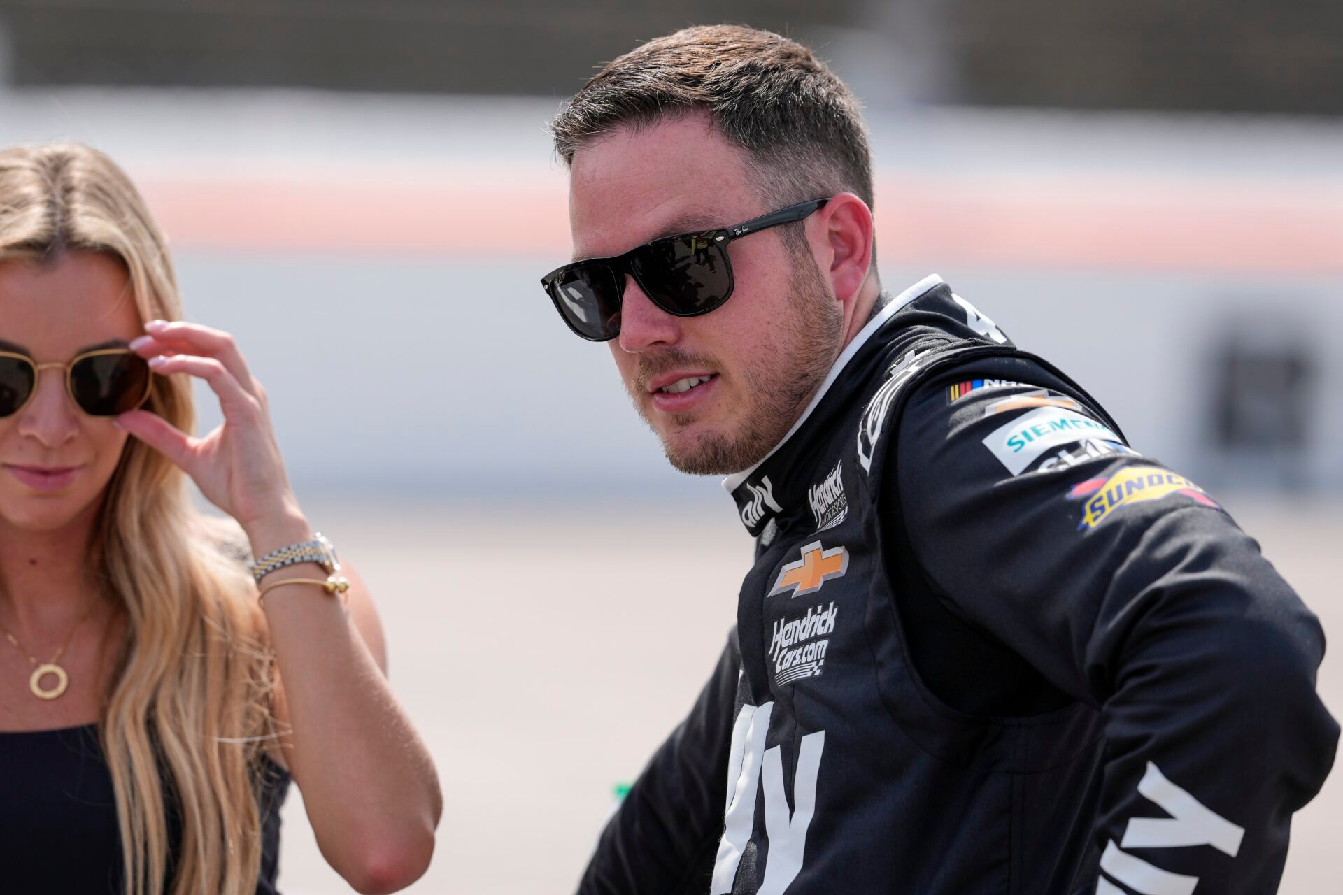 NASCAR Cup Series driver Alex Bowman (48) waits for the start during the Goodyear 400 at Darlington Raceway.