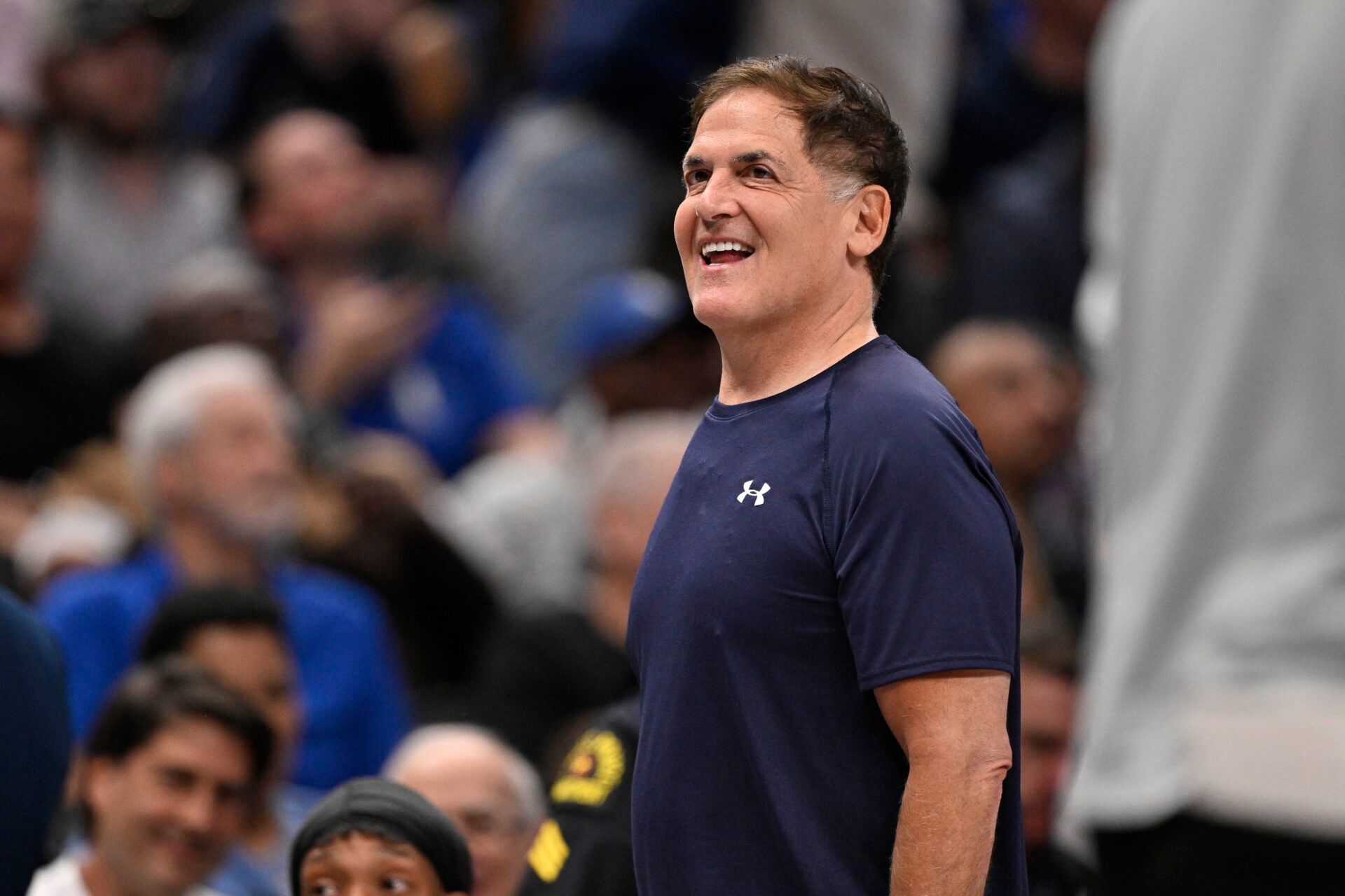 Dallas Mavericks minority owner Mark Cuban looks on during the second half against the Toronto Raptors at the American Airlines Center.