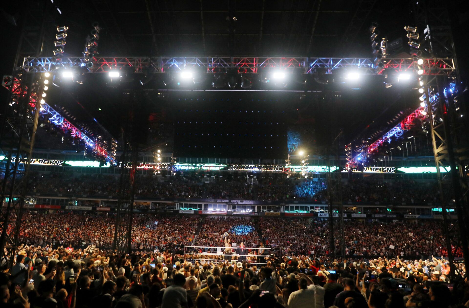 Roman Reigns and Brock Lesnar compete during the 2022 WWE SummerSlam Saturday July 30, 2022 at Nissasn Stadium; Nashville, TN, USA;  Mandatory Credit: Alan Poizner-The Tennessean

Entertainment Wwe Summerslam