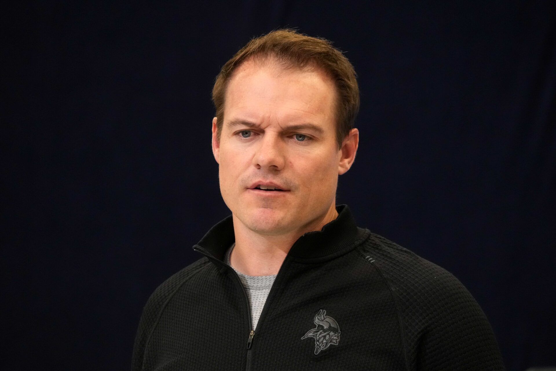 Minnesota Vikings coach Kevin O'Connell speaks during the NFL Scouting Combine at the Indiana Convention Center.
