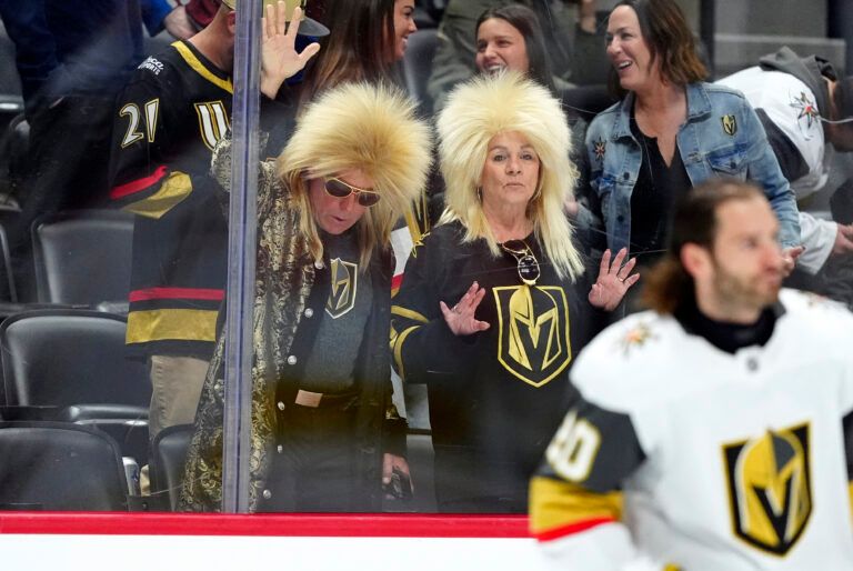 Vegas Golden Knights fans before the game against the Colorado Avalanche at Ball Arena.