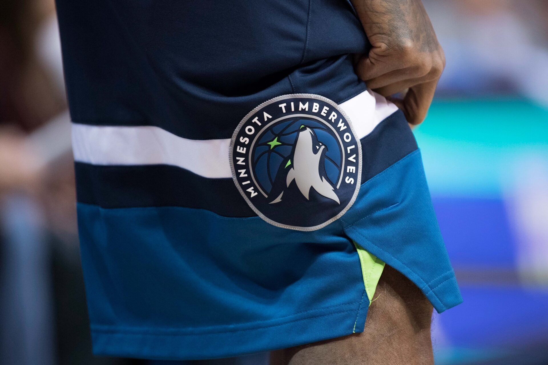 A view of the Minnesota Timberwolves logo during the game between the Dallas Mavericks and the Minnesota Timberwolves at the American Airlines Center. The Timberwolves defeat the Mavericks 111-87.