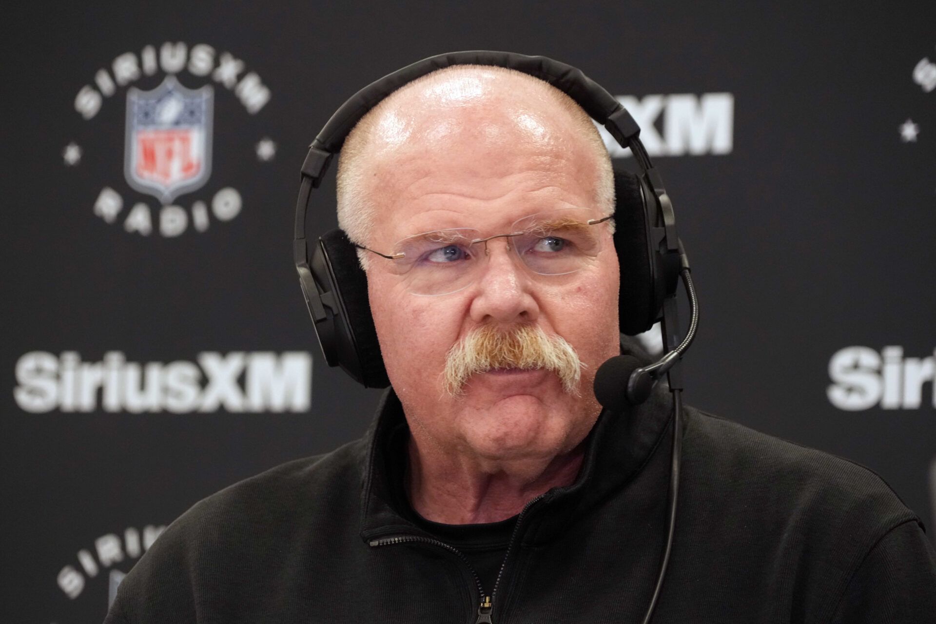 Kansas City Chiefs oach Andy Reid on the SiriusXM radio set at the NFL Scouting Combine at the Indiana Convention Center.