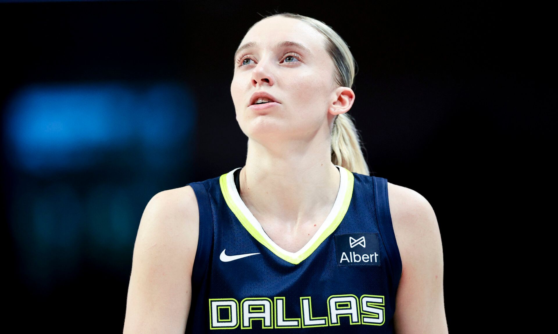 Dallas Wings guard Paige Bueckers (5) reacts during the second half against the Minnesota Lynx at College Park Center.