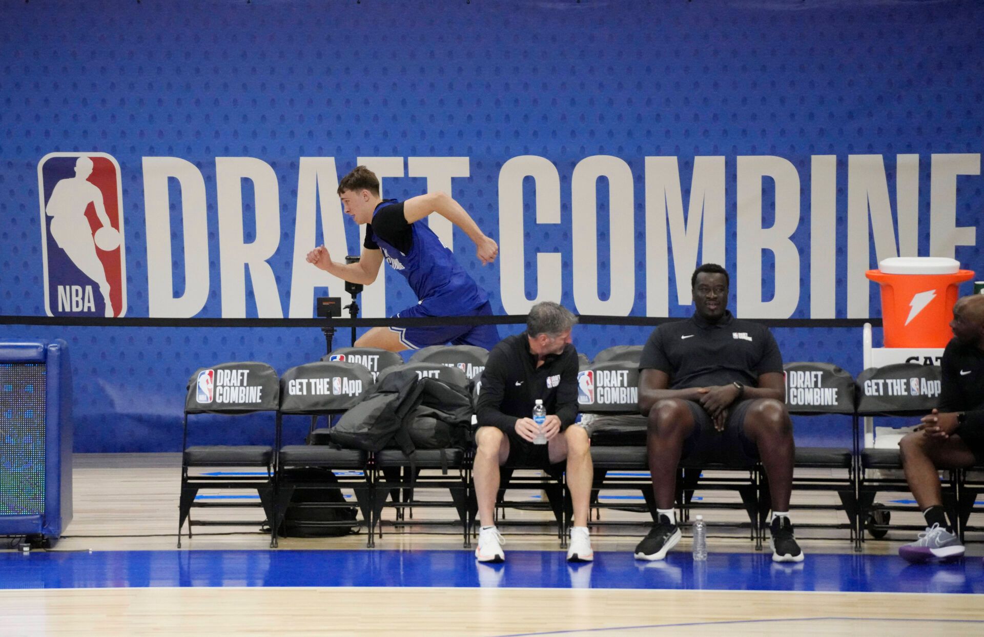 Cooper Flagg (51) participates in the 2025 NBA Draft Combine at Wintrust Arena.