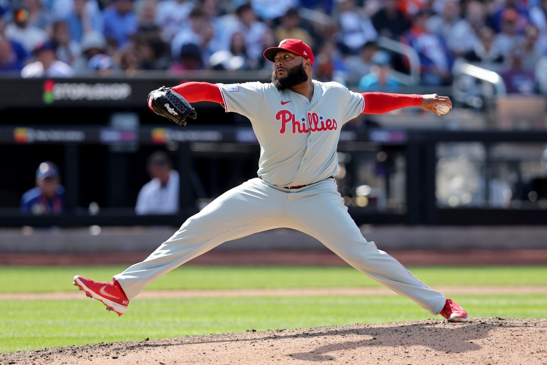 Philadelphia Phillies relief pitcher Jose Alvarado (46) pitches against the New York Mets during the eighth inning at Citi Field.