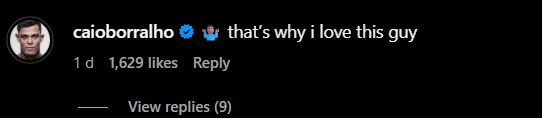 Caio Borralho's comment