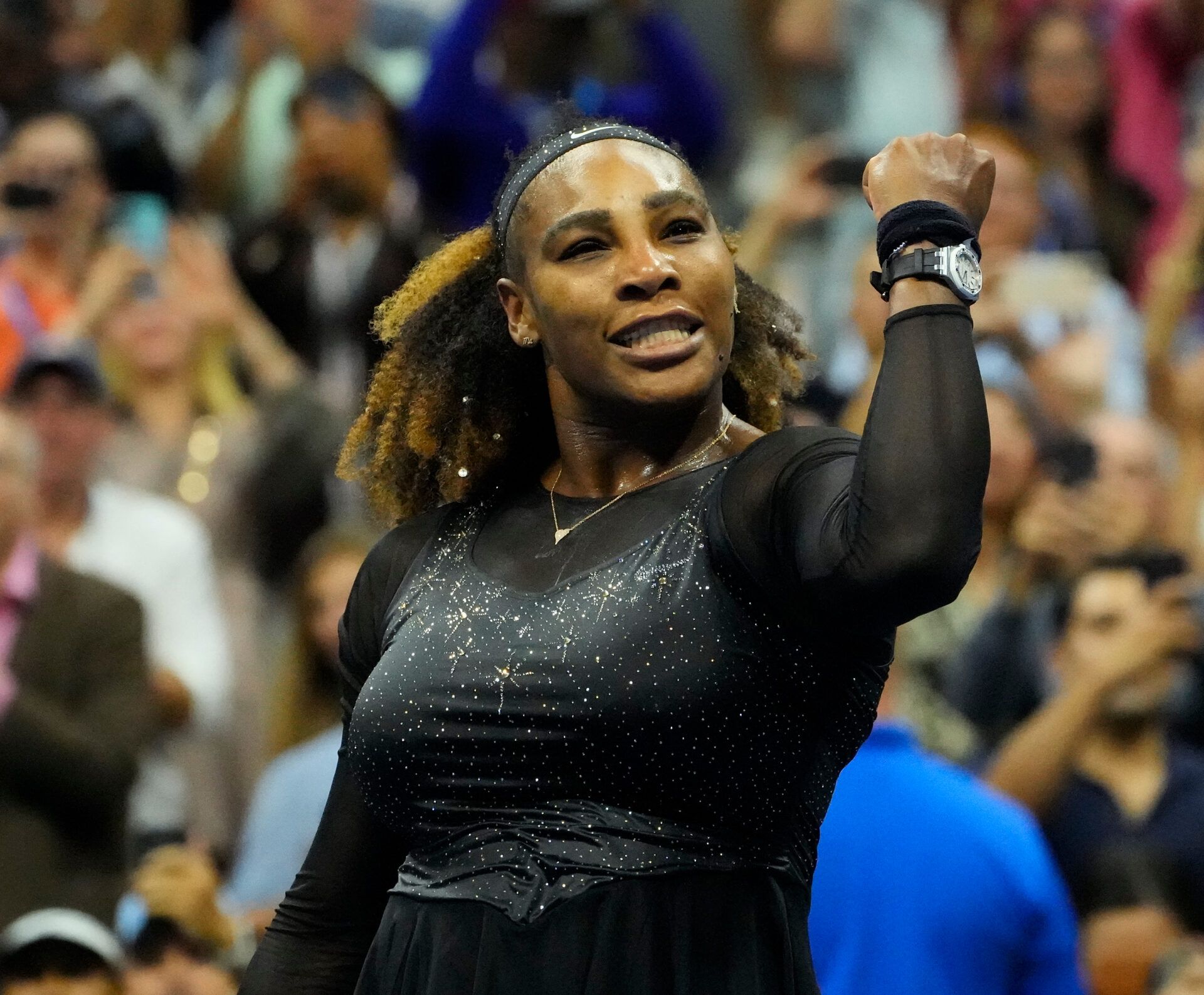 Serena Williams of the USA after beating Anett Kontaveit of Estonia on day three of the 2022 U.S. Open tennis tournament at USTA Billie Jean King National Tennis Center.