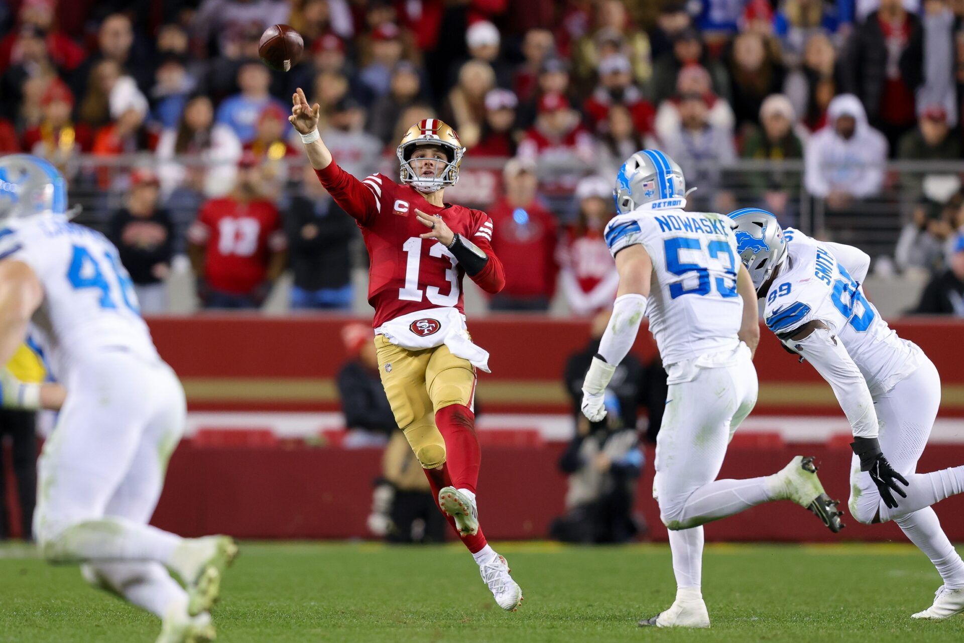 San Francisco 49ers quarterback Brock Purdy (13) during the game against the Detroit Lions at Levi's Stadium.