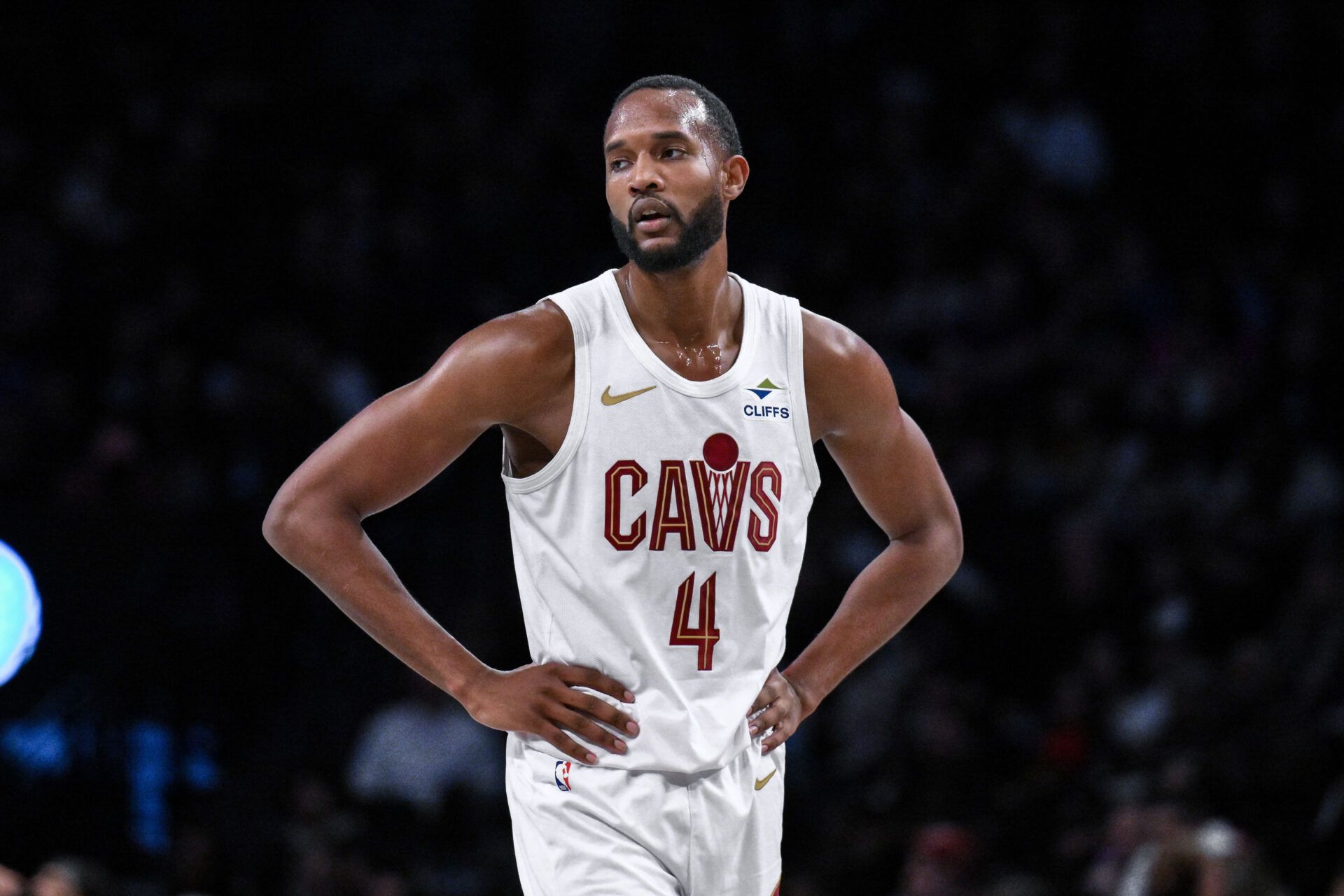 Cleveland Cavaliers forward Evan Mobley (4) during the first half against the Brooklyn Nets at Barclays Center.