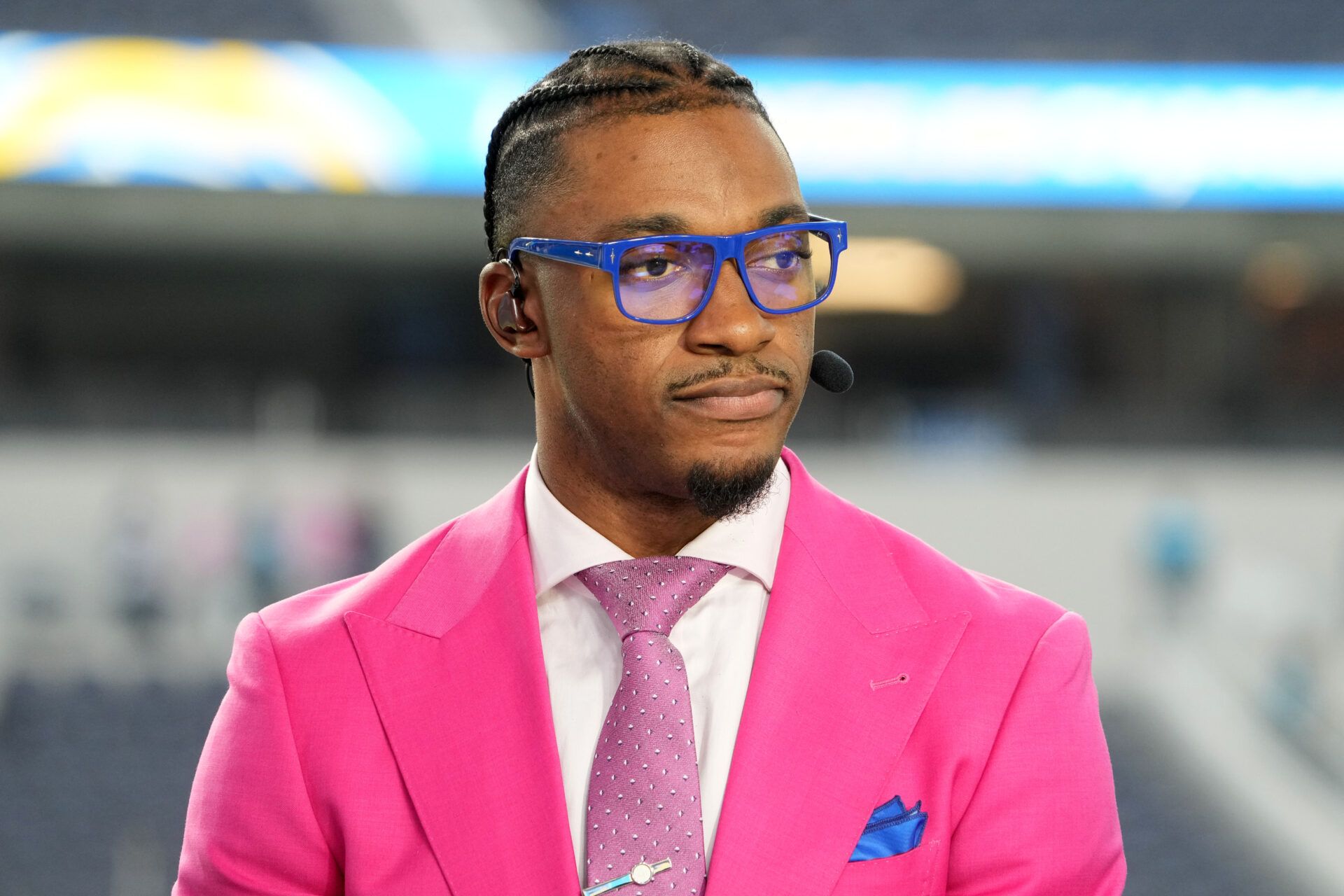 Robert Griffin III on the ESPN Monday Night Football Countdown set SoFi Stadium.