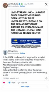 Reaction to USTA's US Open Investment
