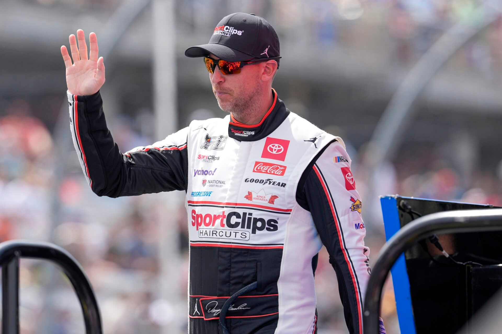 NASCAR Cup Series driver Denny Hamlin (11) during intros during the Goodyear 400 at Darlington Raceway.