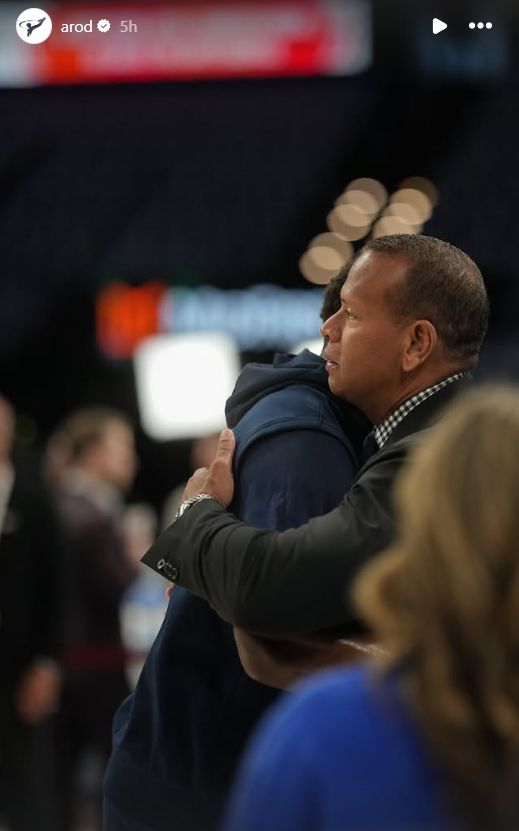 Alex Rodriguez shares a warm hug with Anthony Edwards ahead of Game 1 of WCF
