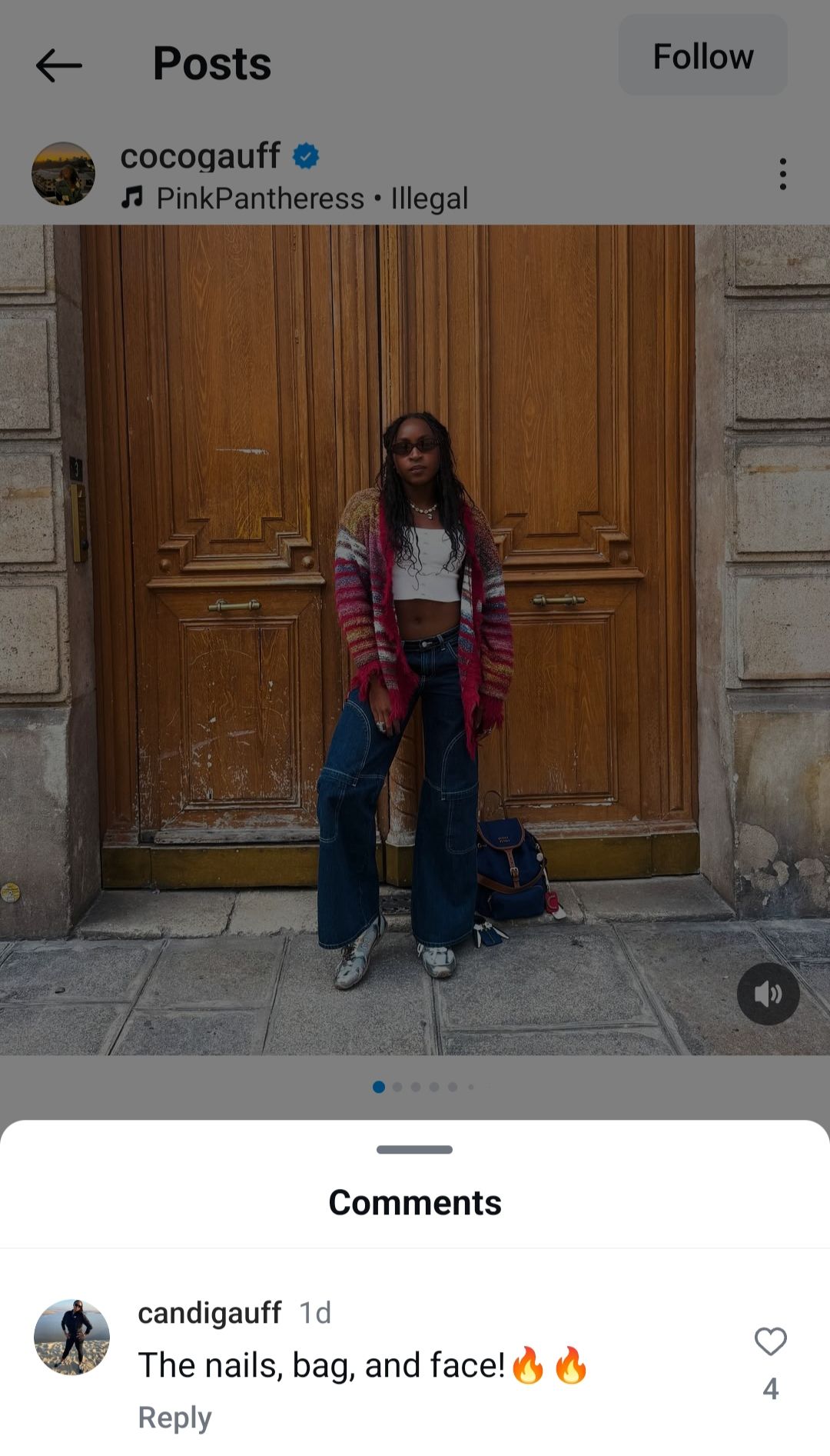 Screen grab of Coco Gauff's mother Candi's comment