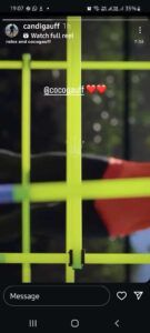 Screengrab of Coco Gauff's mother Candi's Instagram stories (@candigauff)