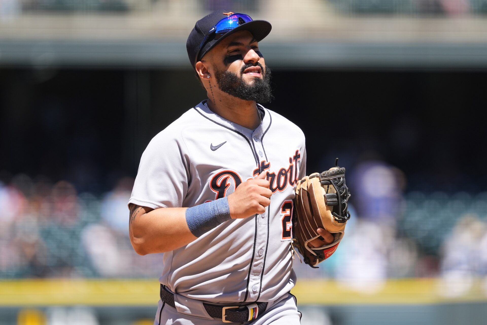 Detroit Tigers second base Gleyber Torres (25)during the fourth inning against the Colorado Rockies at Coors Field.