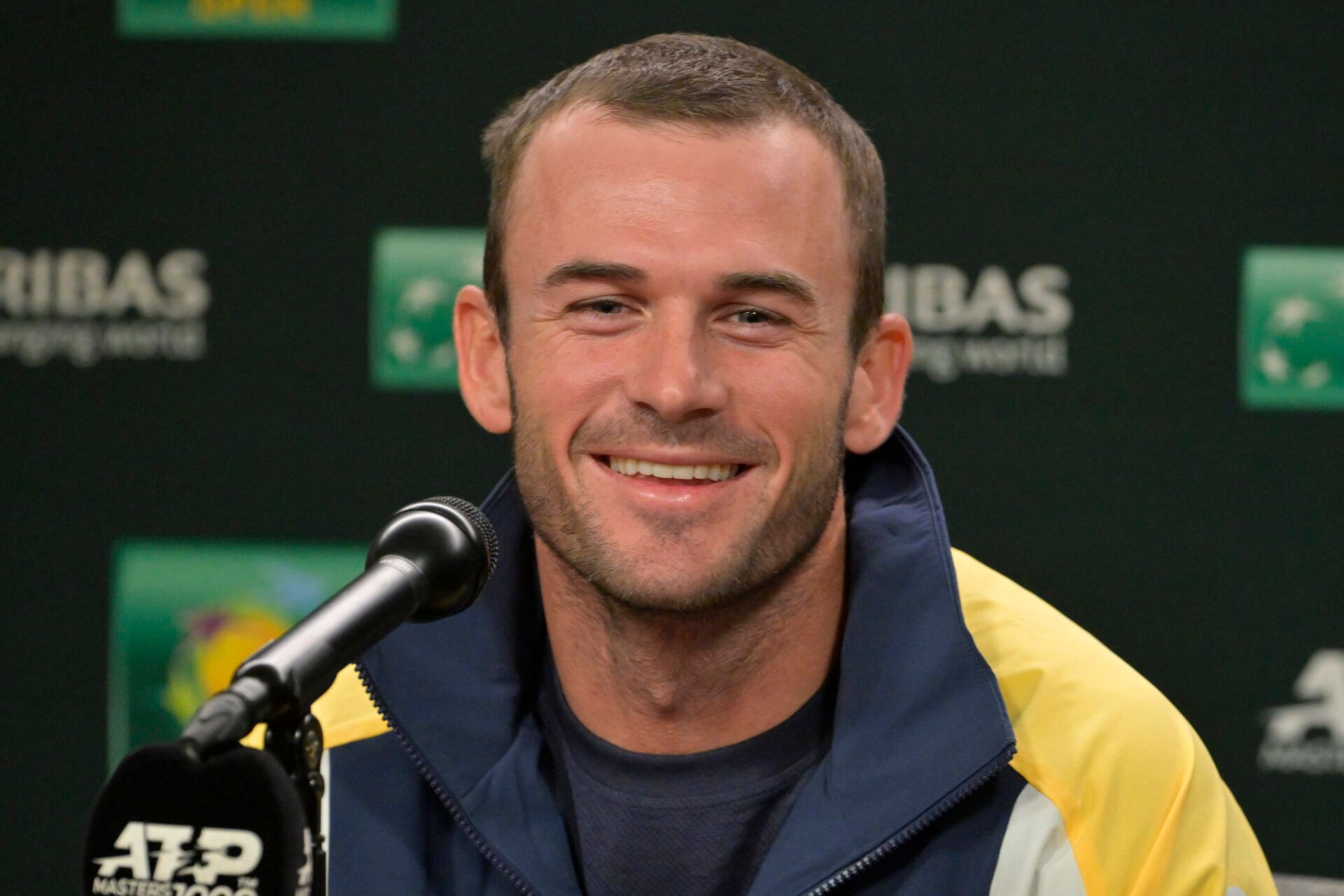 Tommy Paul (USA) talks to media during a news conference during the BNP Paribas Open at the Indian Well Tennis Garden.