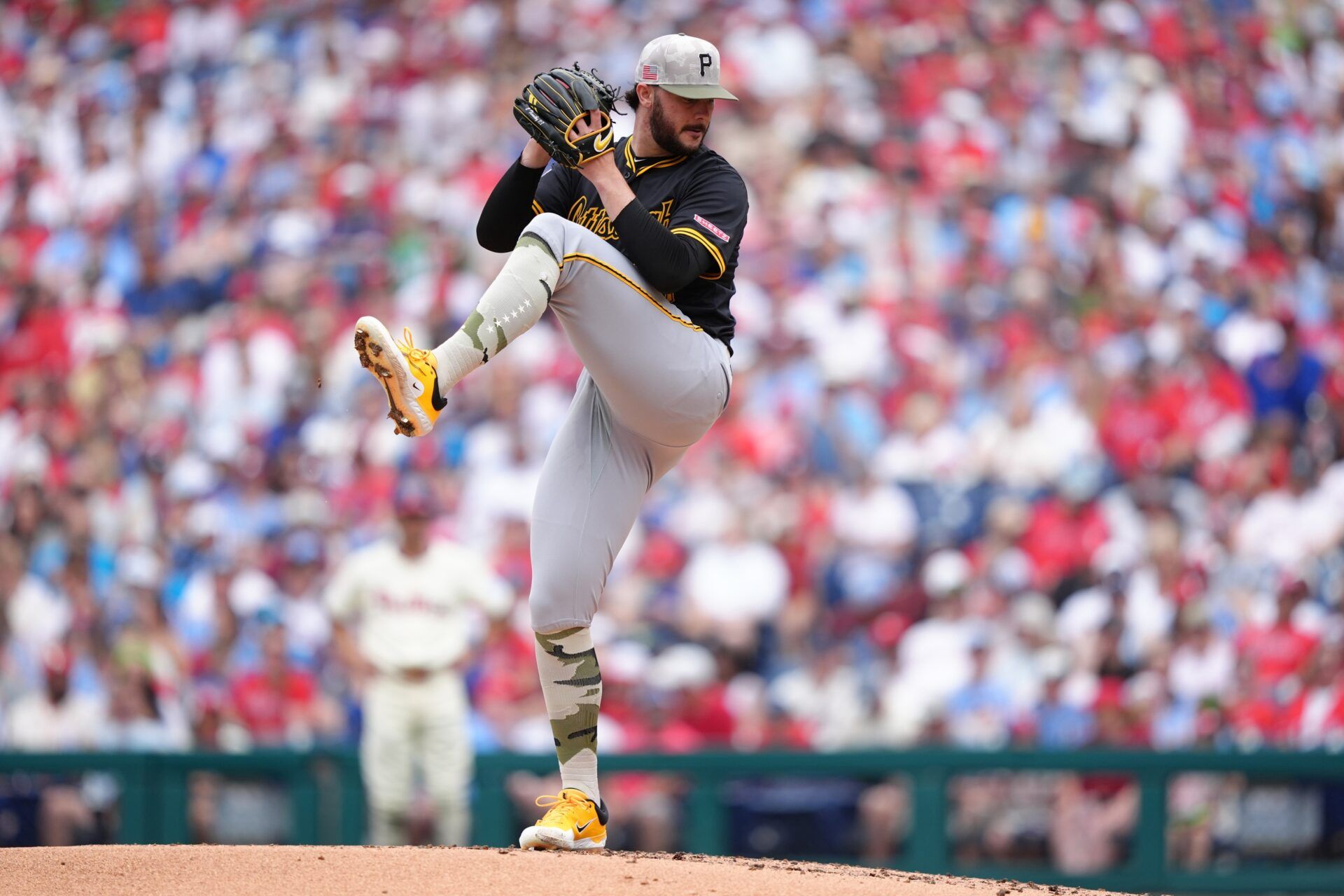 Pittsburgh Pirates starting pitcher Paul Skenes (30) throws a pitch against the Philadelphia Phillies in the second inning at Citizens Bank Park.