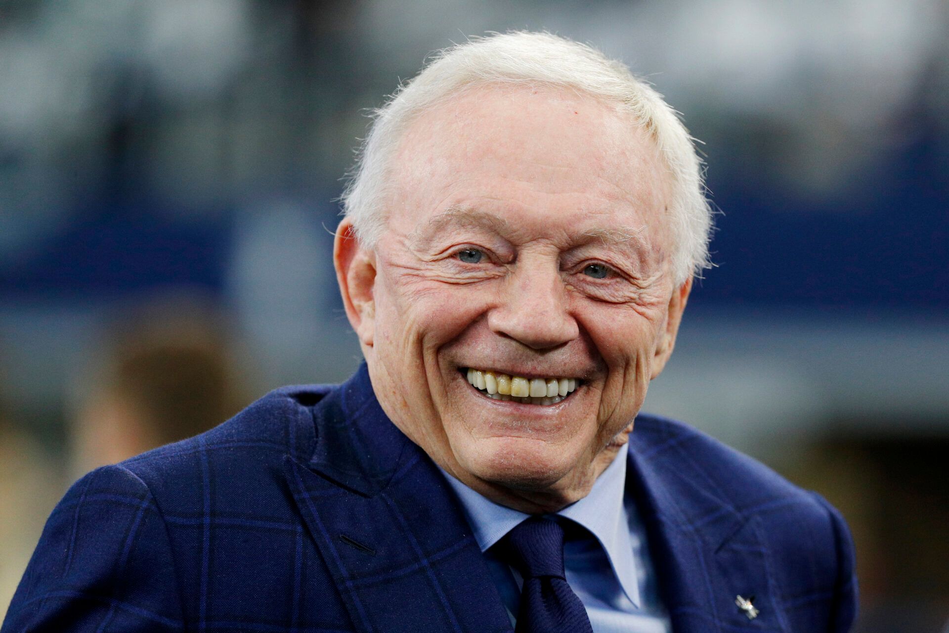 ARLINGTON, TEXAS - JANUARY 16: Dallas Cowboys owner Jerry Jones is seen on the field prior to a game between the San Francisco 49ers and Dallas Cowboys in the NFC Wild Card Playoff game at AT&T Stadium on January 16, 2022 in Arlington, Texas. (Photo by Richard Rodriguez/Getty Images)