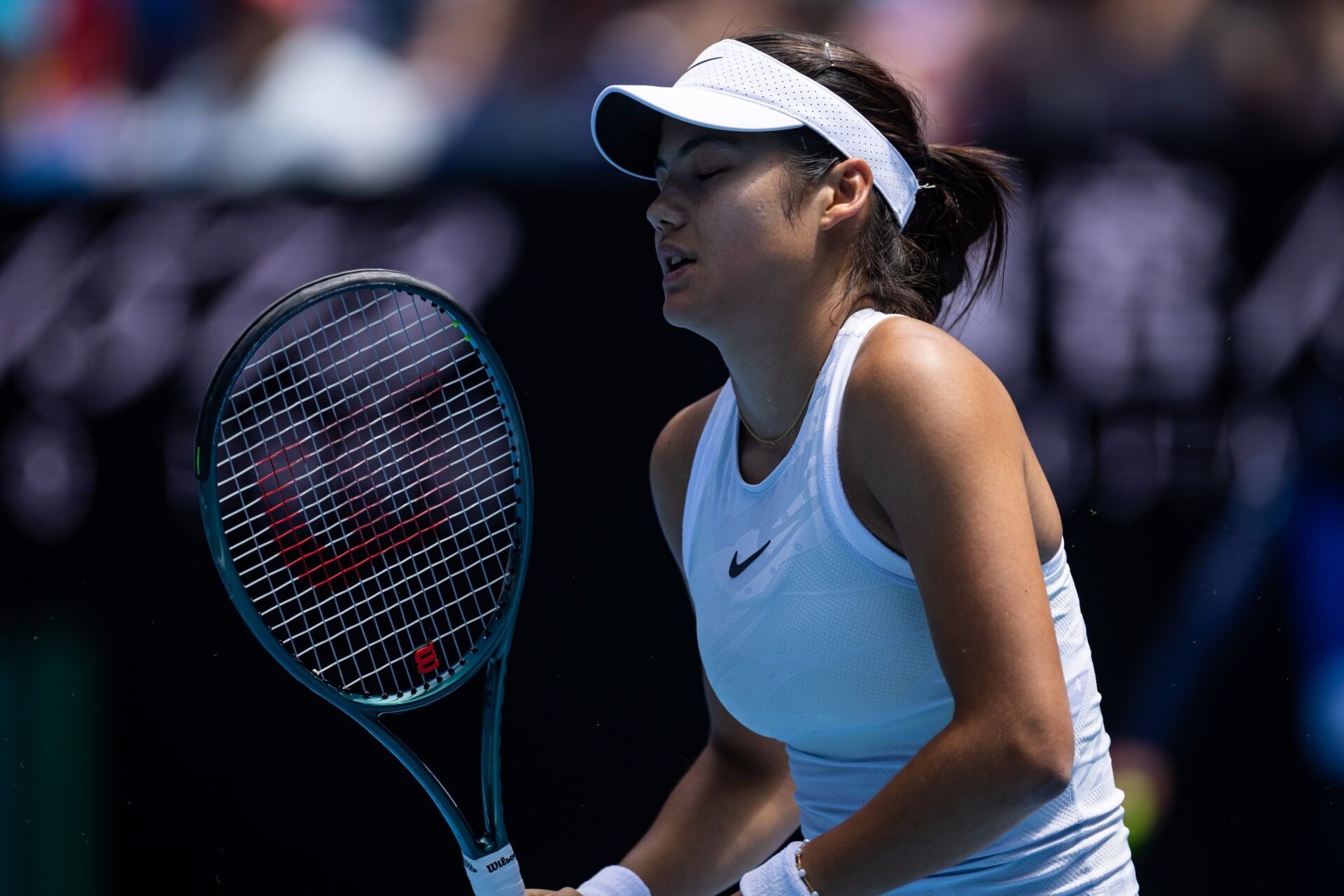 Emma Raducanu of United Kingdom during her match against Amanda Anisimova of United States of America in the second round of the women's singles at the 2025 Australian Open at Melbourne Park.