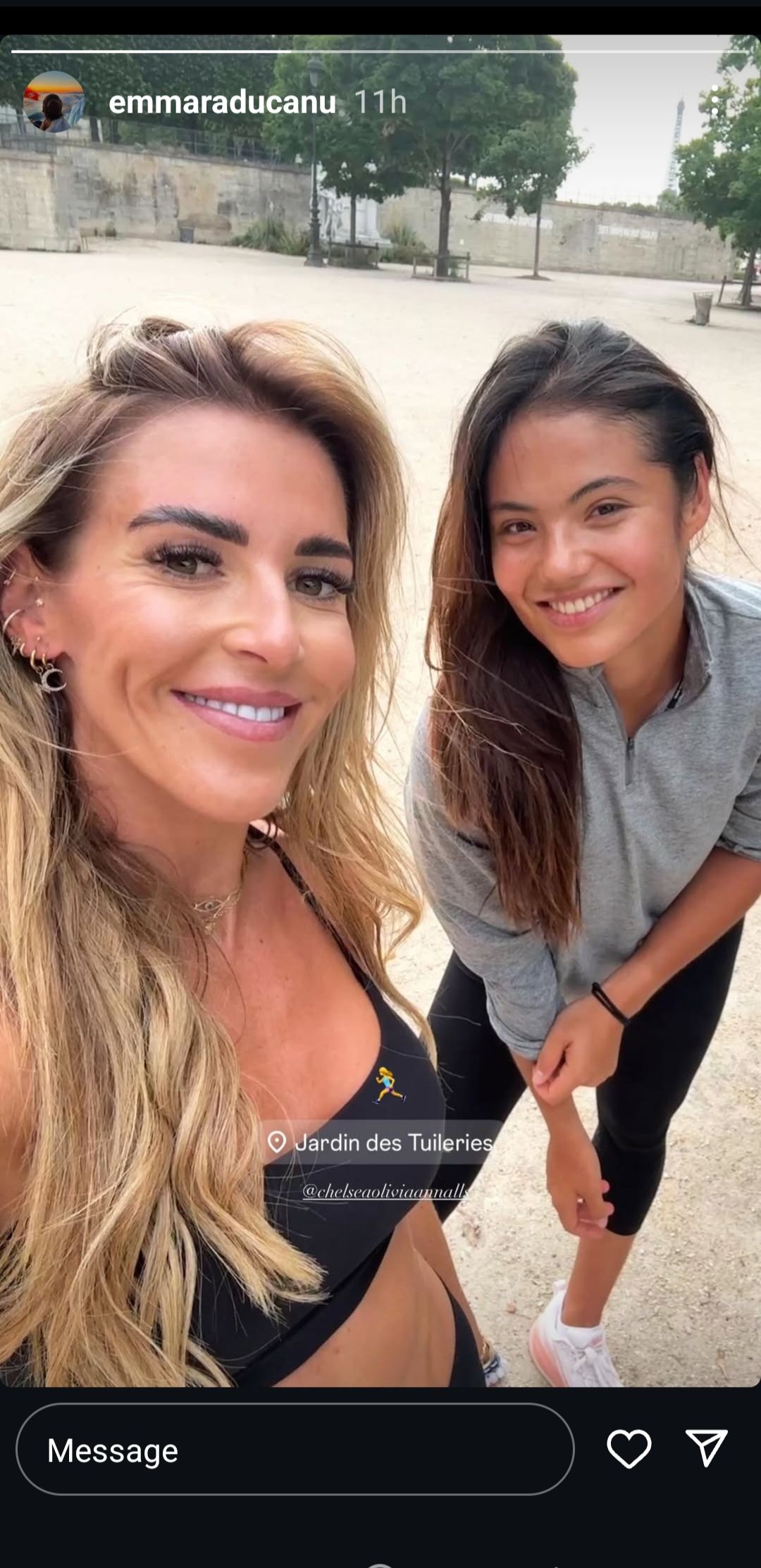 Screen grab of Emma Raducanu's Instagram story