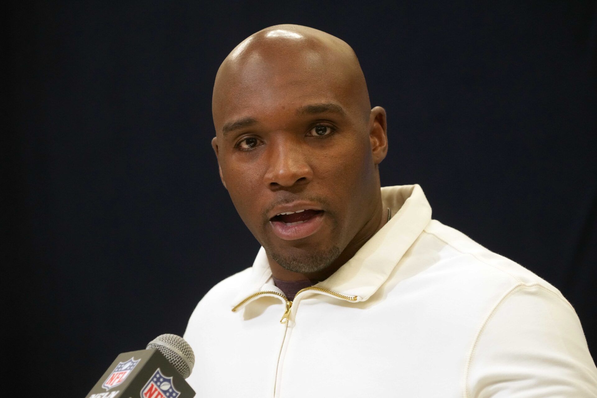 Houston Texans coach DeMeco Ryans speaks during the NFL Scouting Combine at the Indiana Convention Center.