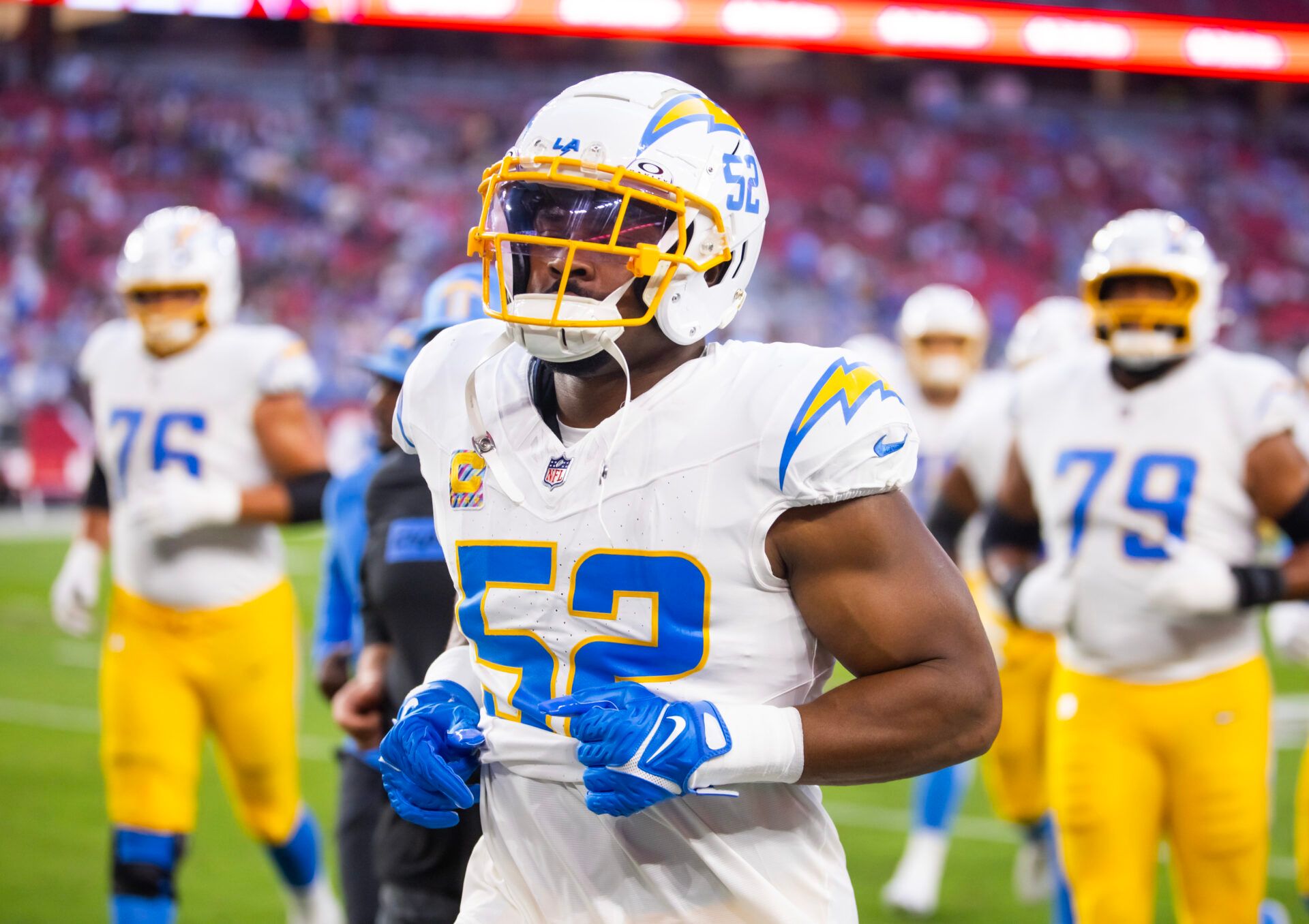 Los Angeles Chargers linebacker Khalil Mack (52) against the Arizona Cardinals at State Farm Stadium.