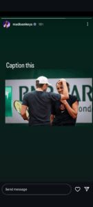 Screengrab of Madison Keys' Instagram stories (@madisonkeys)
