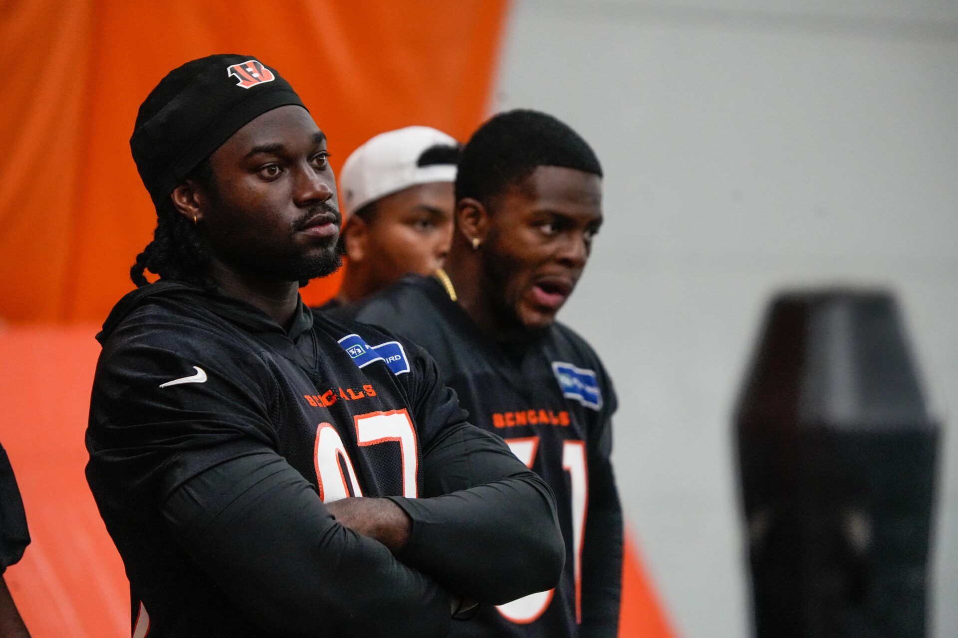 The Cincinnati Bengals practice in the off season on Tuesday May 20, 2025. Bengals 2025 draft pick Shemar Stewart (97). © Phil Didion/The Enquirer / USA TODAY NETWORK via Imagn Images