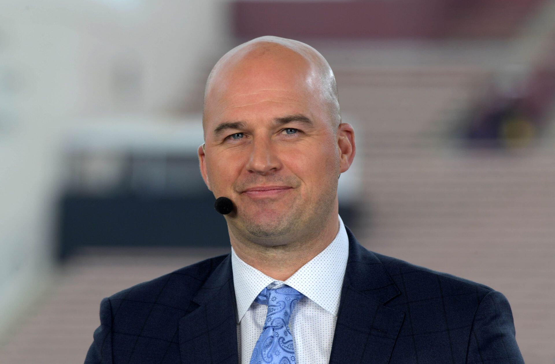Matt Hasselbeck on the ESPN Monday Night Football Countdown set at the Los Angeles Memorial Coliseum.