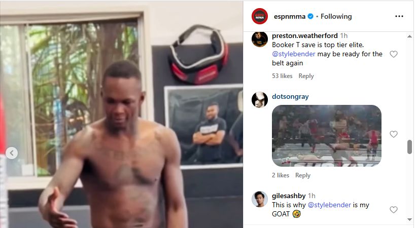 Fans react to Israel Adesanya performing Booker T's iconic move