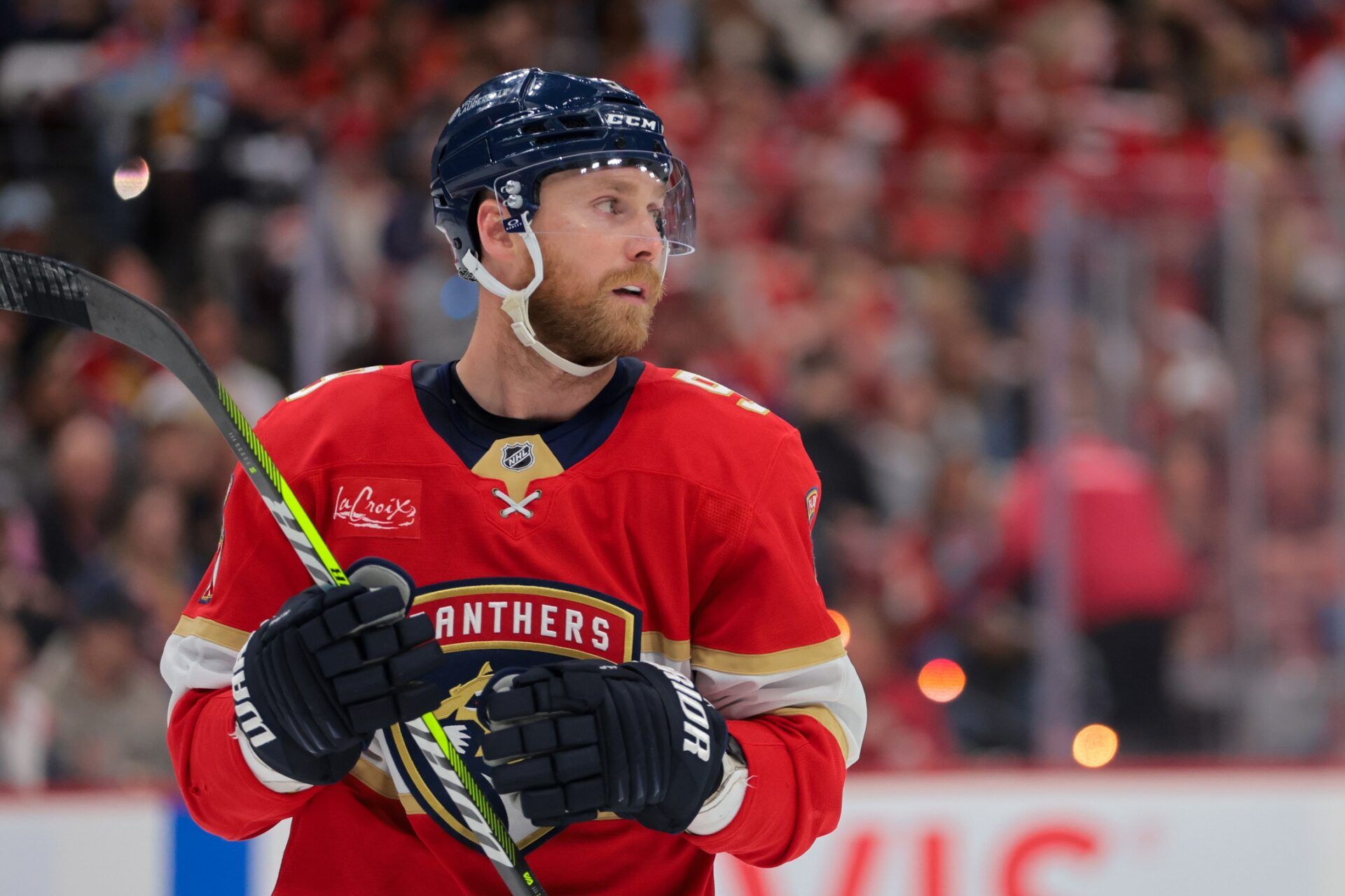 Florida Panthers center Sam Bennett (9) looks on against the Toronto Maple Leafs during the second period in game six of the second round of the 2025 Stanley Cup Playoffs at Amerant Bank Arena.