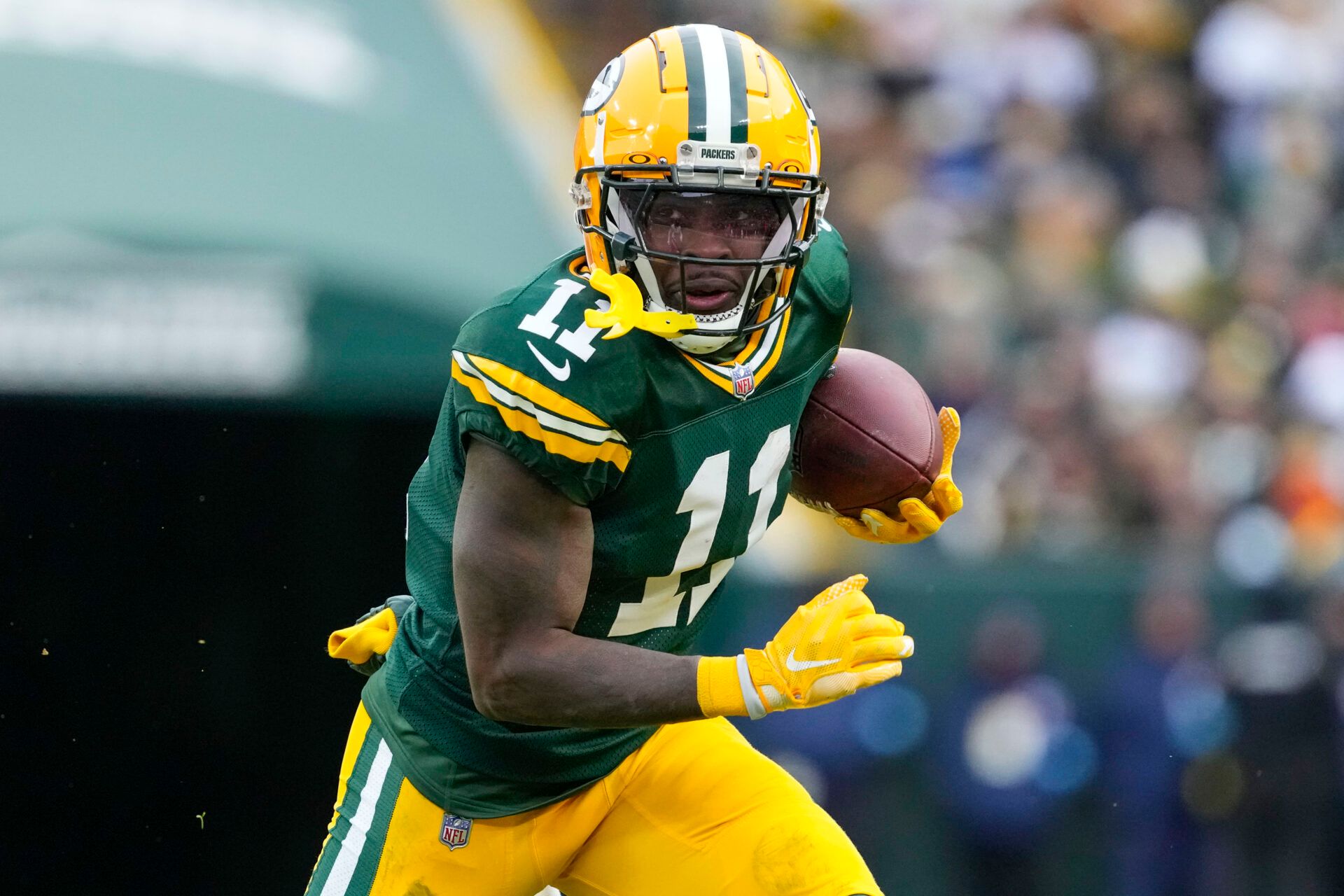 Green Bay Packers wide receiver Jayden Reed (11) during the game against the Chicago Bears at Lambeau Field.