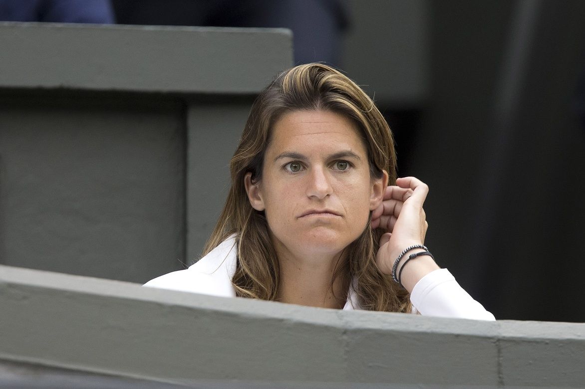Amelie Mauresmo the coach for Andy Murray (GBR) during the match against Kevin Anderson (RSA) on day seven of the 2014 Wimbledon Championships at the All England Lawn and Tennis Club.