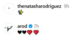 Alex Rodriguez's heartfelt reaction to daughter Natasha's social media post
