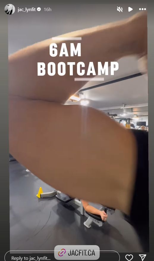 Jaclyn Cordeiro showcasing her bicep pump during the bootcamp session