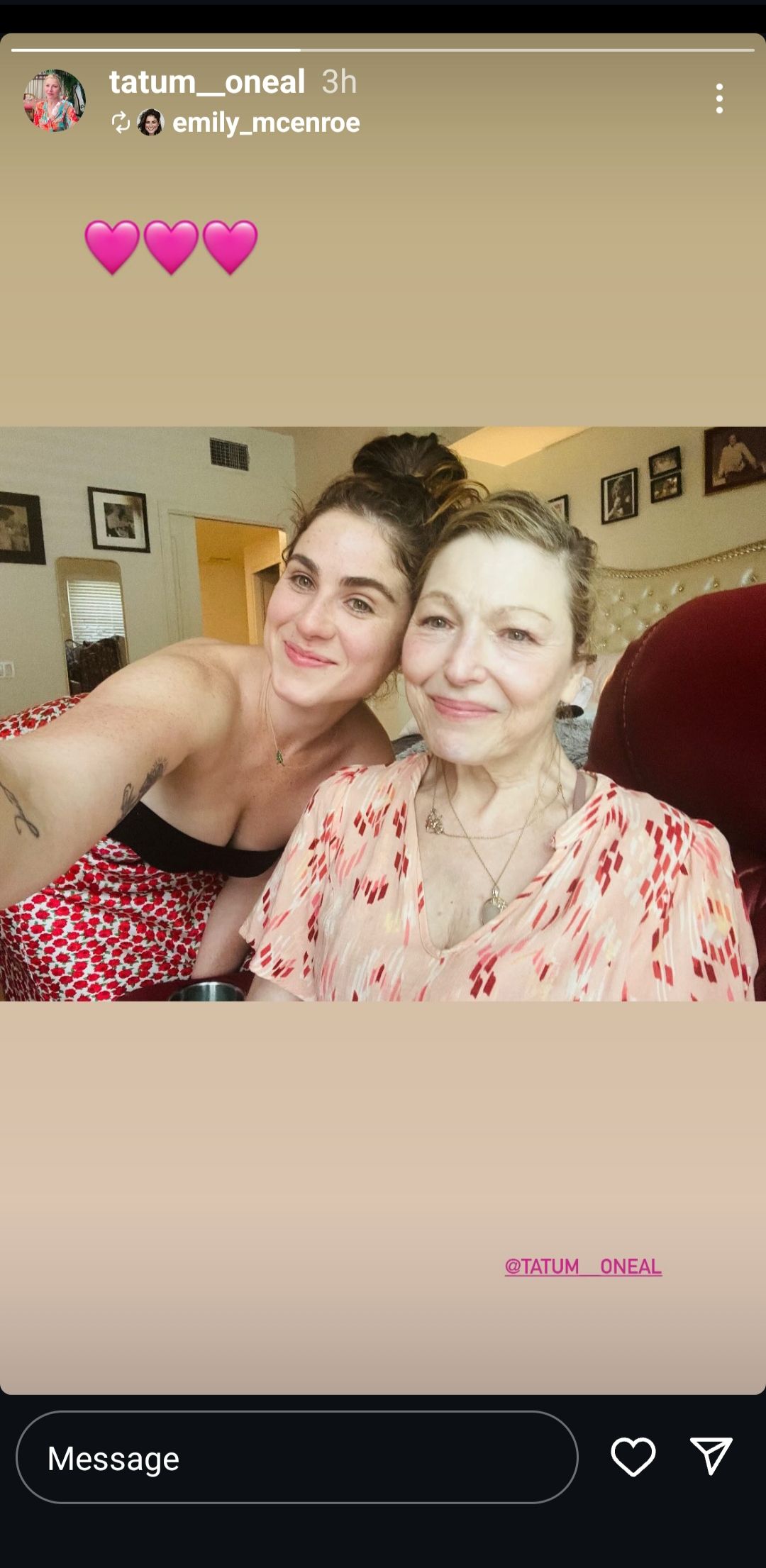 Screen grab of John McEnroe's daughter, Emily Instagram story