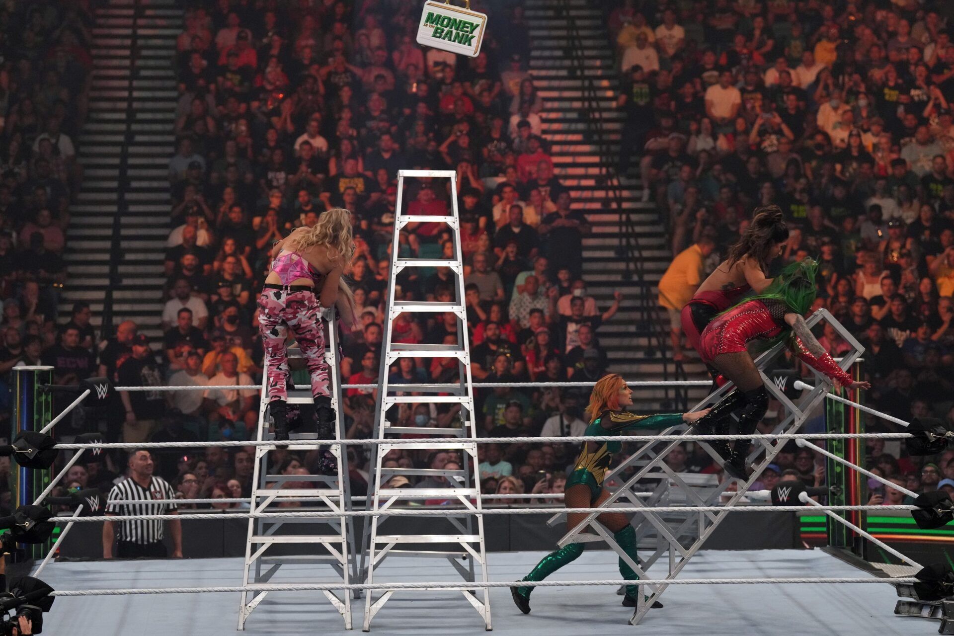 The women’s Money In The Bank Match during Money In The Bank at MGM Grand Garden Arena.