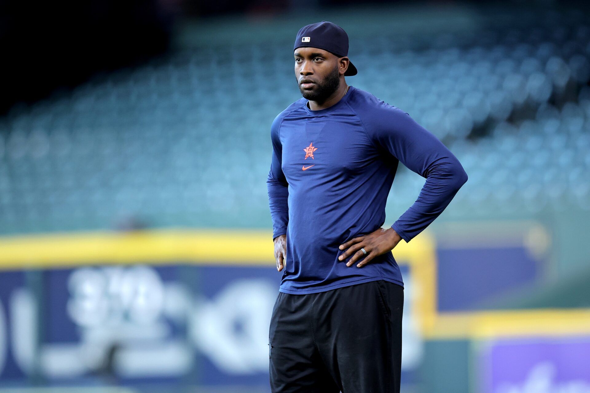 Houston Astros designated hitter Yordan Alvarez (44) prior to the game against the Cincinnati Reds at Daikin Park.