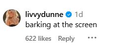 Olivia Dunne's reaction on Alix Earle's social media post