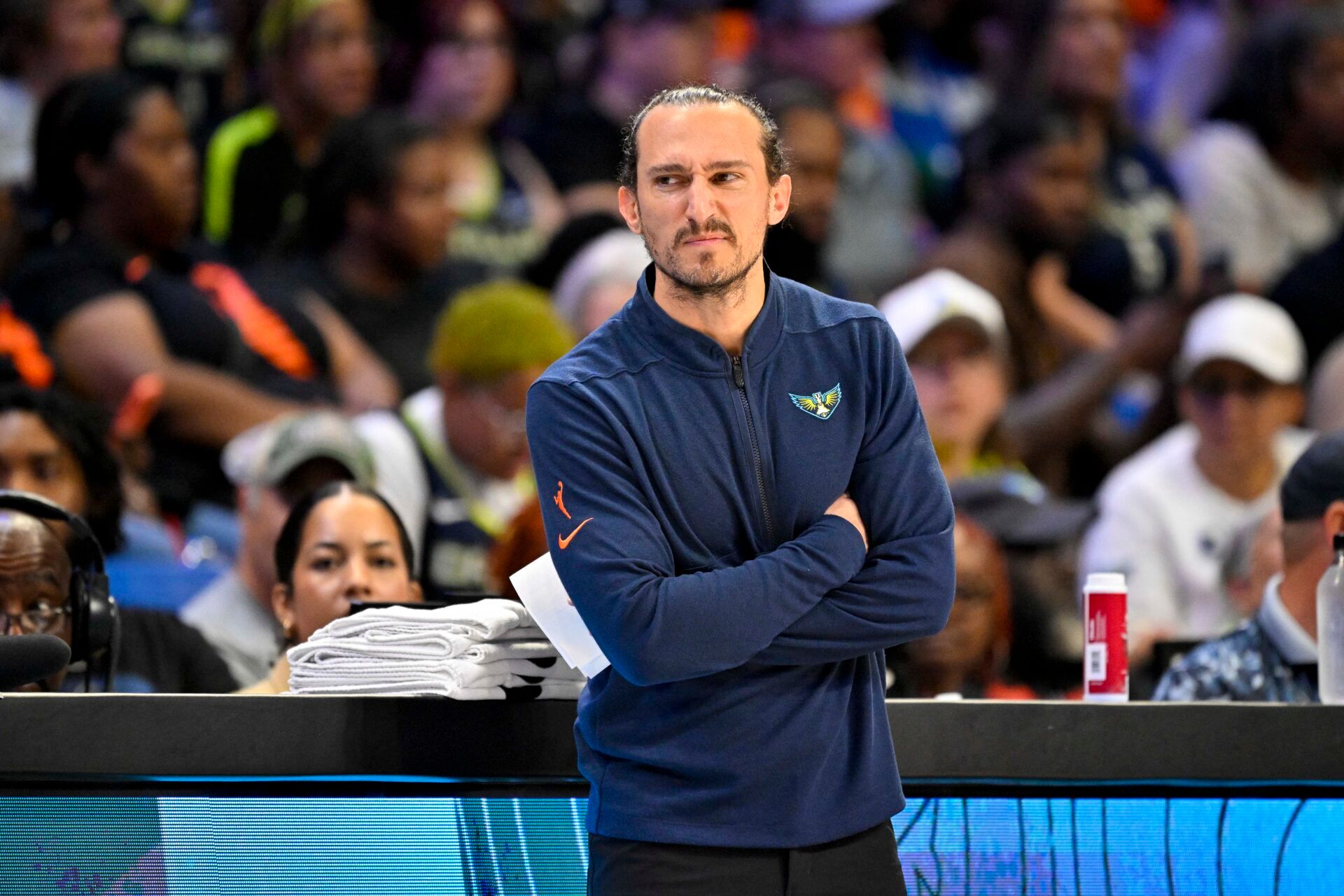 Dallas Wings head coach Chris Koclanes during the game between the Dallas Wings and the Seattle Storm at College Park Center.