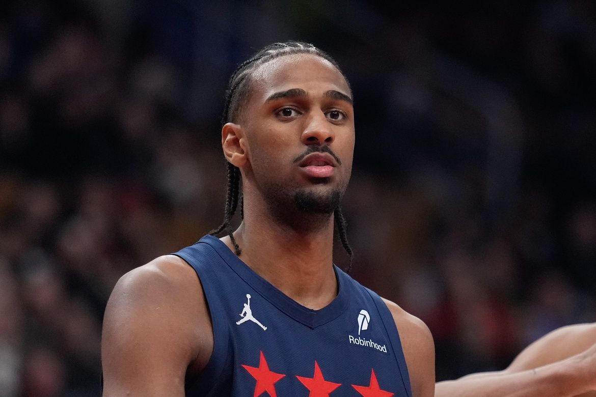 Washington Wizards center Alex Sarr (20) during a break in the action against the Toronto Raptors at Scotiabank Arena.