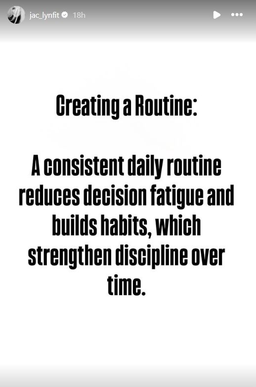 Jaclyn Cordeiro shares the importance of creating a routine