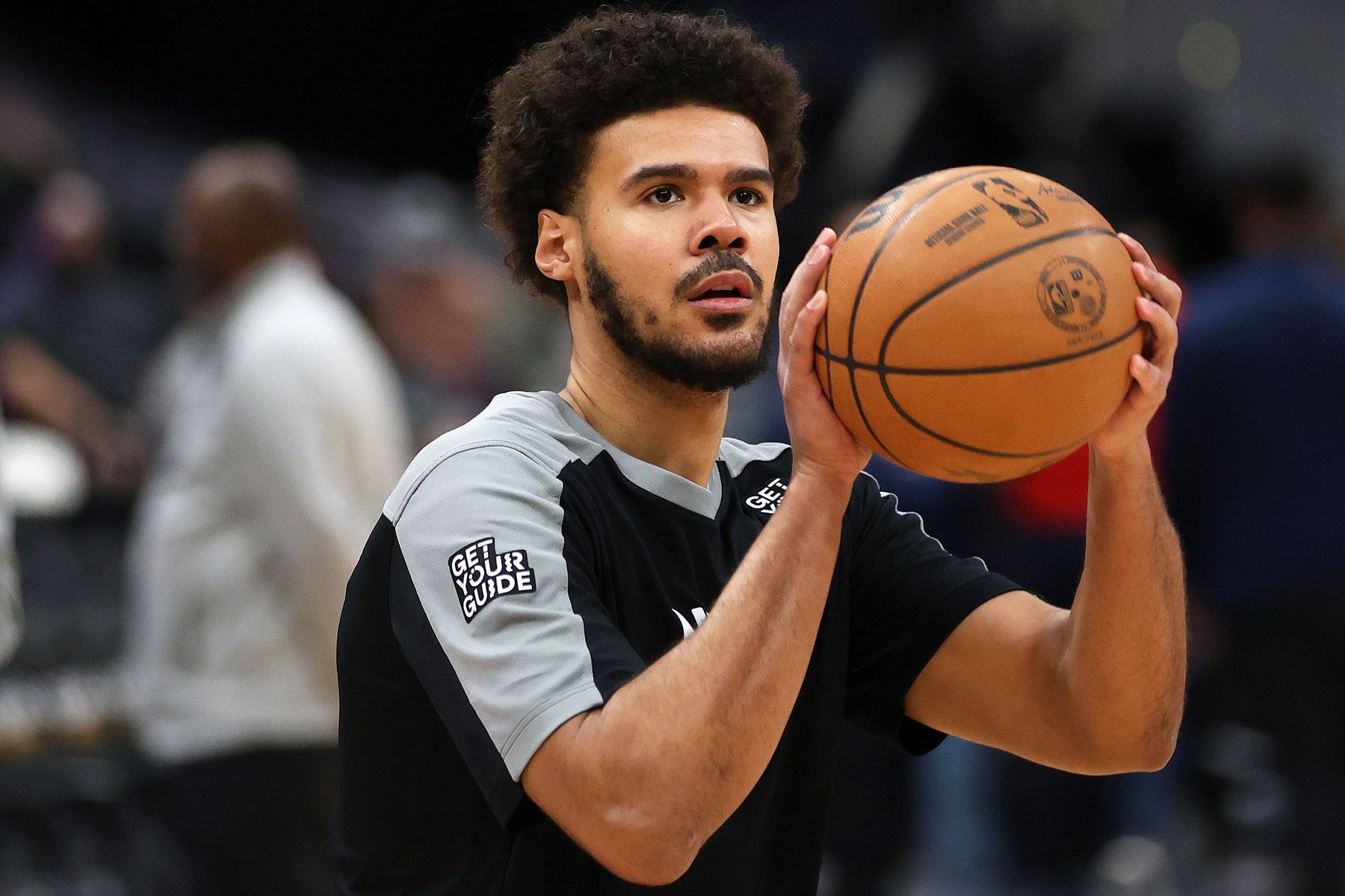 Brooklyn Nets forward Cameron Johnson (2) takes a shot before a game against the Washington Wizards at Capital One Arena.