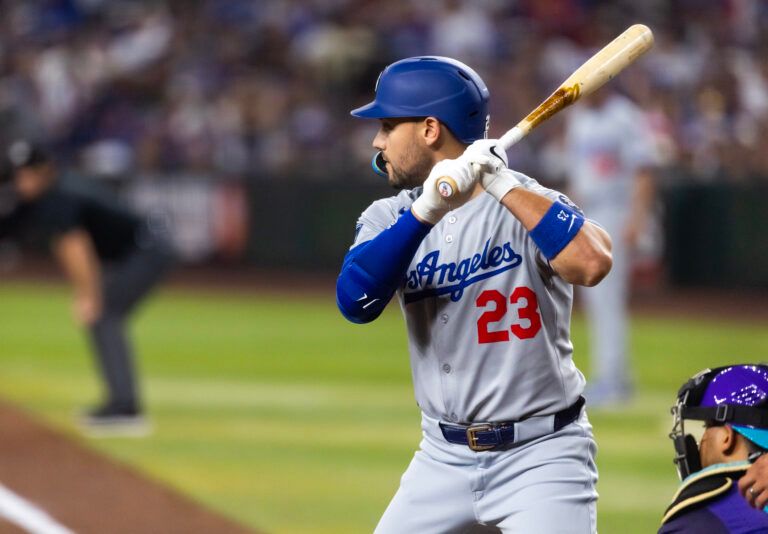 Los Angeles Dodgers outfielder Michael Conforto against the Arizona Diamondbacks at Chase Field.